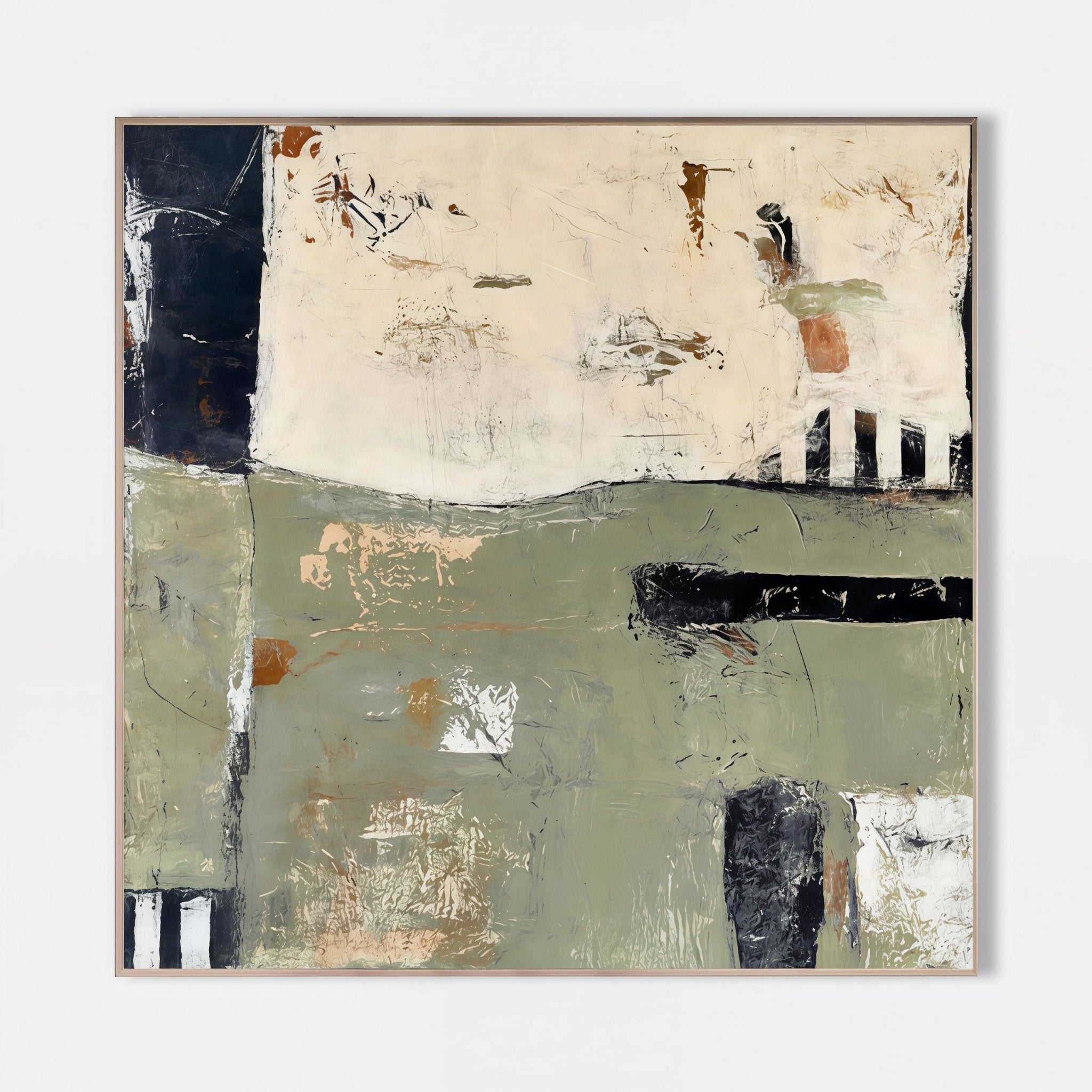 Modern Abstract Neutral Sage Green Oil Painting KS0076 - Viral Wall Art